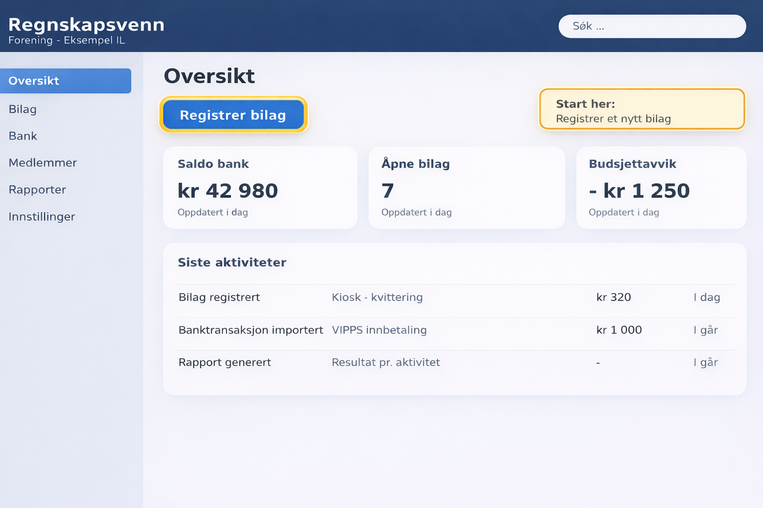 Oversikt i Regnskapsvenn