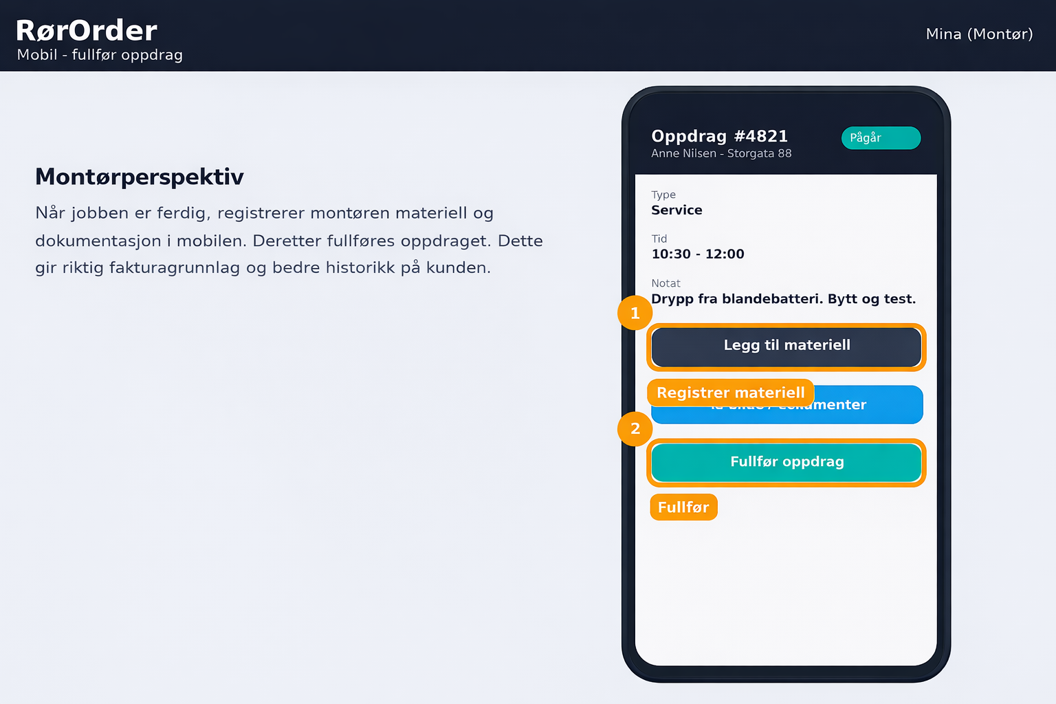 Mobilapp for montør